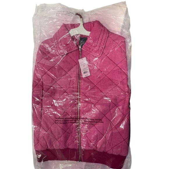 Pink Quilted Zip-Up Jacket With Ribbed Details & Collar - Picture 2 of 2